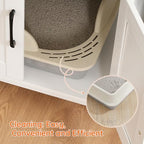 HOOBRO Litter Box Enclosure, Litter Box Furniture with Storage, 2-in-1 Hidden Cat Furniture with Shelf, 2 Dangling Plush Balls and 1 Toy Ball, Large Wooden Cat Washroom, White WT78MW01 - color: White