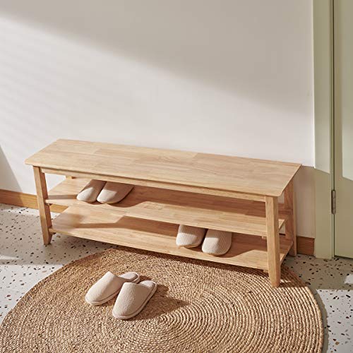 XKZG Storage Bench Wooden Shoe Rack Bench Simple Style Wood Entryway Bench (Natural,47.2") - color: Natural, size: 47.2"W x 11.8"D x 16.5"H