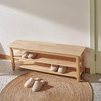 XKZG Storage Bench Wooden Shoe Rack Bench Simple Style Wood Entryway Bench (Natural,47.2") - color: Natural, size: 47.2"W x 11.8"D x 16.5"H