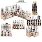 HG Art Concepts Mezzo Artist Paint & Brush Rack - Wood Grain Laminate Multi Layer Desk Stand Professional Storage Display Organizer for paintbrushes and Large Tubes