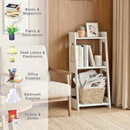 3-Tier Bathroom Ladder Shelf Freestanding, White Floor Shelves Open Shelving Unit, Small Bookshelf Nightstand for Home Study Laundry Room (11.0”D x 12.6”W x 26”H) - size: 11.0”D x 12.6”W x 26”H
