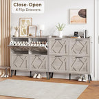 Nicetree Shoe Cabinet with 4 Flip Drawers, Freestanding Shoe Organizer Cabinet, Farmhouse Narrow Shoe Storage Cabinet for Entryway, Foyer, Hallway, Gray - color: Grey, style: 4-Drawers