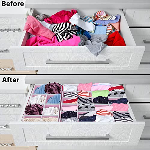Simple Houseware 4-Pack Drawer Organizer Set - Closet Dividers for Underwear, Socks, Bras, Scarves, Ties - Foldable Non-Woven Storage Boxes, Pink - color: Pink, size: 4 Pack