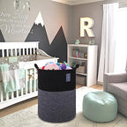 COMSE Extra Large Blanket Basket, Tall Woven Storage Basket, Nursery Hamper, 15.7”x 21.7”, Cotton Rope Laundry Hamper for Toys Clothes Towels, Black - color: Black