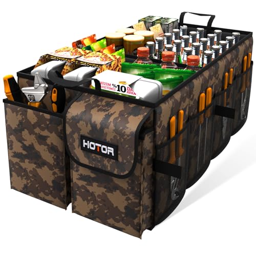 HOTOR Trunk Organizer - Car Organizer, Foldable Trunk organizer for SUVs & Sedans, Sturdy Car Organization for Car Accessories, Tools, Sundries, Brown Camouflage, 2 Compartments, 21.3"×12.6"×10.6" - color: Brown Camouflage, size: Medium (2 Compartments)