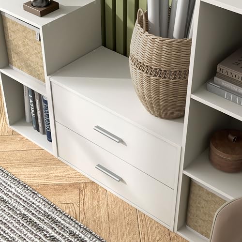 Homes: Inside + Out Apexa 2-Drawer Wooden Stackable Storage Drawers, Small Food Pantry Cabinet, Cajonera De Madera, Underbed Drawer Dorm Teen Room Decor & Bedroom, Home Office, Kitchen, White - color: White, size: 2-Drawer