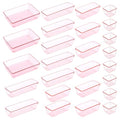 25pcs Pink Plastic Drawer Organizer Set, Clear Stackable Drawer Organizer,Kitchen Drawers Dividers for Bathroom, Office, Kitchen Cabinets and Dressing Tables