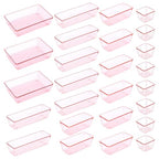 25pcs Pink Plastic Drawer Organizer Set, Clear Stackable Drawer Organizer,Kitchen Drawers Dividers for Bathroom, Office, Kitchen Cabinets and Dressing Tables