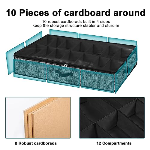 Under Bed Shoe Storage Organizer for Closet 2 Pack- Fits 32 Pairs Underbed Shoes Container Boxes Black - color: Black-32pairs, style: Regular Handle