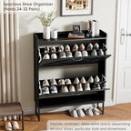 Nicetree Shoe Storage Cabinet with 2 Flip Drawers, Freestanding Shoe Organizer, Shoe Cabinet with Metal Legs, Narrow Shoe Rack Cabinet, Farmhouse Slim Shoe Cabinet for Entryway, Foyer, Hallway, Black - color: Black, style: 2-Drawers