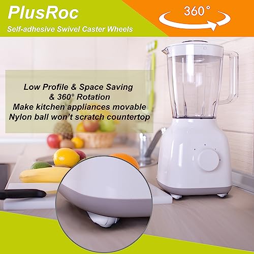 PlusRoc 16 Pack Self Adhesive Caster Wheels for Appliance, Load Capacity 14LBS Per Wheel, Mini Swivel Wheels Sliders Roller for Stand Mixers Air Fryers - style: Nylon Ball