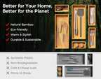 Bamboo Kitchen Drawer Organizer Boxes – 9" x 3" Stackable Wood Silverware Utensil Tray for Drawers Bins, Cutlery & Flatware Storage – Wooden Organizers Set of 2 for Junk Drawer, Bathroom, RV - size: 9" x 3" x 2"