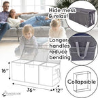 Extra Large Toy Box - Big Toy Box - Sturdy Extra Large Toy Storage Organizer with Pockets - Extra Large Toy Chest 36 x 16 x 12 in - Black - color: Black