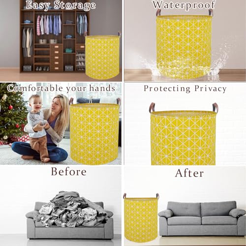 Waterproof Laundry Hamper Collapsible Laundry Basket Leather Handle Laundry Bag Large Clothes Storage Toy Organization for Bathroom Bedroom Laundryroom College Dorms (Nursery Bins Boxes-002) - color: Nursery Bins Boxes-002