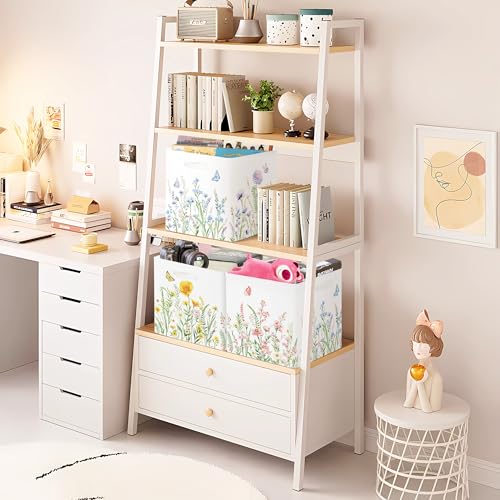 11.8" Wild Flower Storage Cube Organizer Set 3Pcs Clothes Storage Basket Bin for Closet Shelf Garden Butterfly Nursery Kid Room Book Toy Chest, Plant Bush - color: Plant Bush