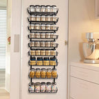 SWOMMOLY Adjustable Wall Mount Spice Rack, 9-Tier Dual-use (Multi-use) Organizer, Black - color: Black, size: 9-Tier