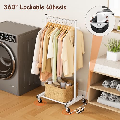 MISSLO Kids Clothing Rack for Small Space Kids Dress Up Storage with Shelf Short Baby Clothes Rack for Hanging Clothes & Dance Costumes Small Garment Rack for Closet, Wardrobe, White - color: White