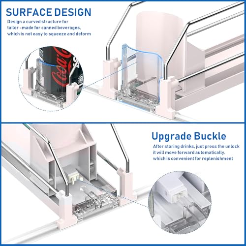 Drink Organizer for Fridge, Soda Can Organizer Dispenser for Refrigerator with Automatic Pusher Glide, Width Adjustable Clear Dividers Can Holder for 15 Cans, 115''D x 8.9''W x 3.1''H, 3 Rows - color: 3 Rows