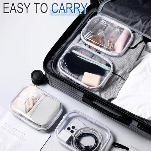 Sanwuta 6 Pcs Clear Hard Zipper Case Hard Plastic Zipper Pouches Makeup Bag Pencil Pouches Transparent Cases for Snacks Plastic Storage Organizer Box for Travel(Clear,7.87 x 5.9 x 2 Inch) - color: White, size: 7.87 x 5.9 x 2 Inch