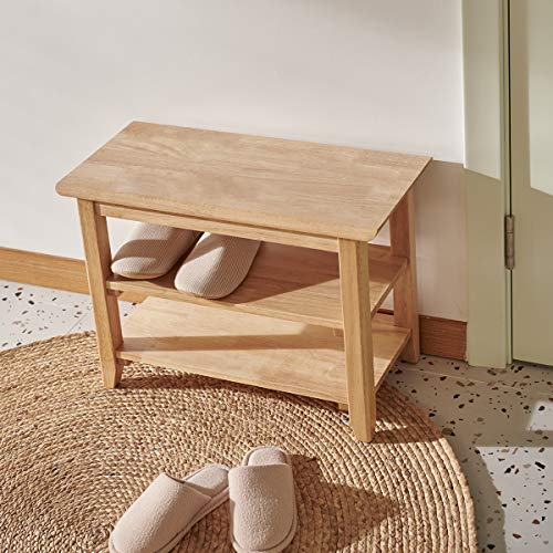 XKZG Storage Bench Wooden Shoe Rack Bench Simple Style Wood Entryway Bench (Natural,23.6") - color: Natural, size: 23.6"W x 11.8"D x 16.5"H