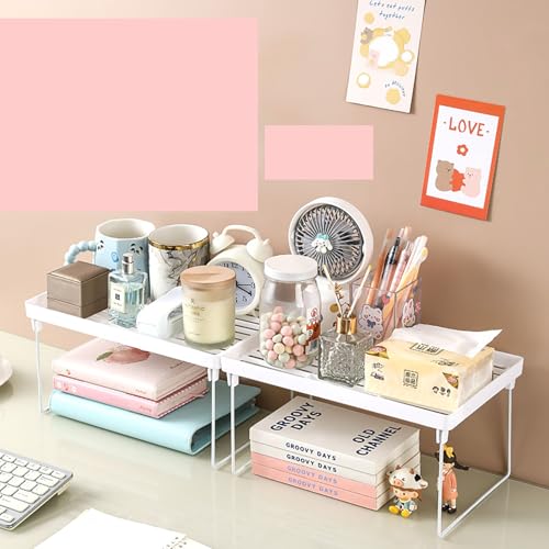 2 Pack Storage Rack, White Leakage Shelf for Placing Cups, Tissue, Seasoning (large)