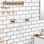 KOKOSIRI Wall Shelves Bathroom Hardware Glass Floating Shelf 16-Inch for Bedroom, Living Room, Kitchen, Hanging Rack Champagne Bronze B1105CPG-L16 - color: Champagne Bronze, size: 16-Inch