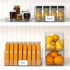 mDesign Stackable Plastic Food Storage Organizer Bin Basket with Open Front for Household Kitchen Cabinets, Pantry, Offices, Closets, Bedrooms, Bathrooms - 7.7" Wide, 4 Pack - Clear - size: 12 x 7.7 x 6.25 (Pack of 4)