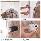 Hanging Vacuum Storage Bags, 6 Pack Hanging Storage Bags for Clothes With Electric Pump, Vacuum Sealed for Suits, Dress, Jackets (6 Long) - size: 6-Long-Epump