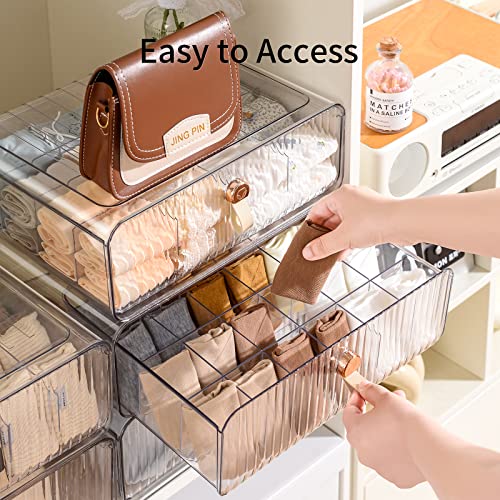 Socks Underwear Drawer Organizer Dividers, 16 Cell Stackable Closet Organizer, Plastic Underwear Drawer Storage for Clothing, Baby Clothes, Bra, Ties, Belts - color: Clear-16Cell-1 Pack