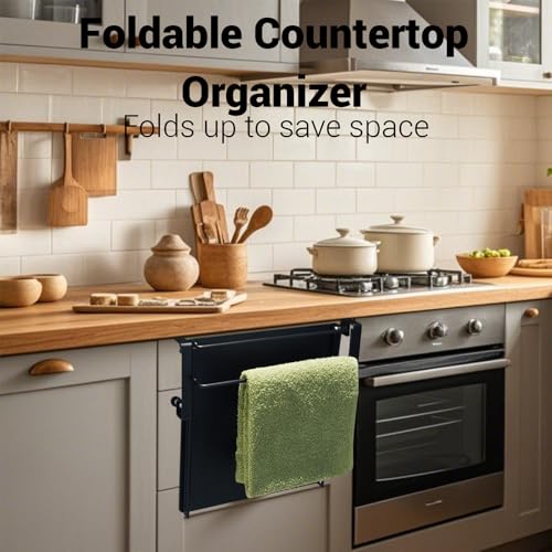Folding Stainless Steel Door Hook Organizer RV Foldable Shelf Countertop Shelf Kitchen Cabinet Storage Space-Saving Folding Shelves for Kitchen, Bathroom, RV, Camper, Balcony