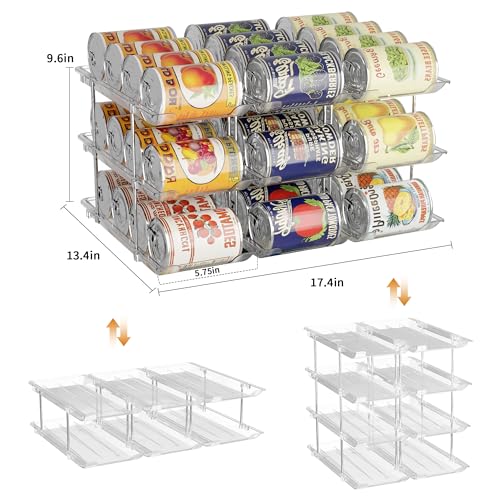 LXLXXL Can Organizer For Pantry 6 Tier*3 Canned Food Goods Organizer For Cabinet Clear Automatic Rolling Can Storage Organizer Pantry Holders Rack - size: 6Tier*3