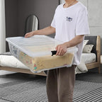 3-Pack 50 Quart Under the Bed Low Profile Storage Boxes, Large Under Bed Storage Bin with Easy Rolling Caster Wheels, Clear - size: 50 Quart
