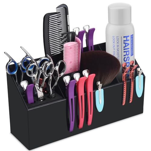 Noverlife Hair Scissors Large Storage Box, Shear Holder for Hair Salon, Scissor Holder, Hairdressing Combs Clips Scissors Professional Hairdressing Combs, Clips, Brushes Storage Racks Tool Box - Black - color: Large Holder - Black