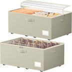 Dayacoco Underbed Storage with Wheels, 2 Pack Under Bed Storage Containers with Clear Lids, No Assembly Required 10.1 inch Rolling Under Bed Storage for Clothes, Beige - size: 10.1 inch height-beige