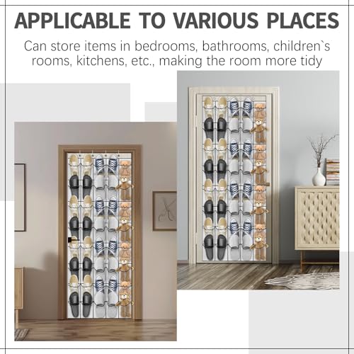 2 Pcs 80 Large over the Door Shoe Organizer Hanging Shoe Rack for Closet Holder Pure White Mesh Pockets Behind Door Hanger Nonslip, Each with 40 Pockets