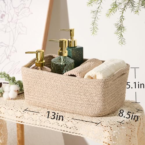 MiniArk Small Storage Baskets for Organizing | Closet Organizer Bins | Shelf Toy Basket | Woven Rope Baskets | Cube Decorative Box | Shallow Basket | 13x8.5x5.1” | 3 Packs Mixed Brown - color: Brown, size: 3pcs-L13xW8.5xH5.1"