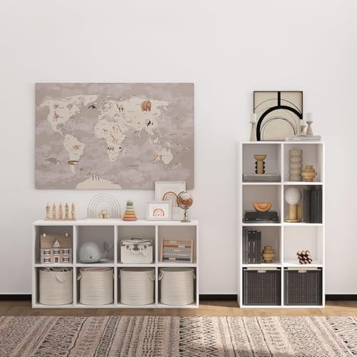 Wooden 8 Cube Storage Organizer with Closed Back Panel,White Cube Shelf Cubby Storage Organizer with Compartments for Living,Bookshelf, Easy to Install (White, 8 Cube-11in) - color: White, size: 8 Cube-11in