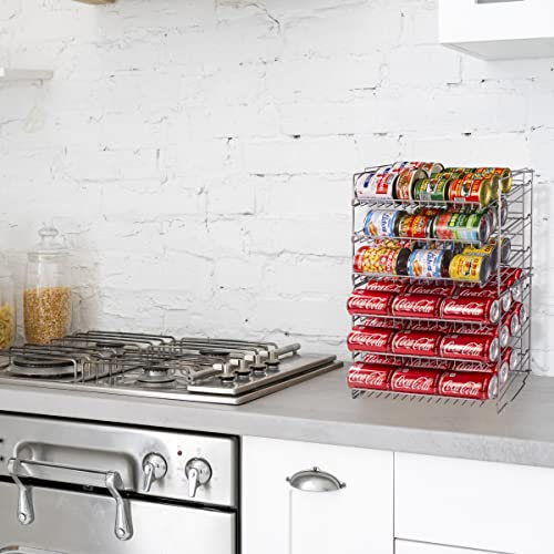 Atlantic Gravity-Fed Compact Double Canrack – Kitchen Organizer, Durable Steel Construction, Stackable or Side-by-Side, PN in Silver - color: Silver, size: Double