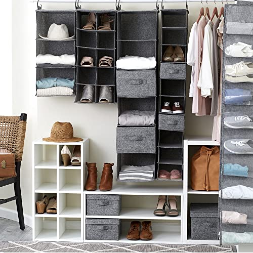 Household Essentials 10 Pocket Hanging Shoe Closet Organizer with Hooks - color: Gray
