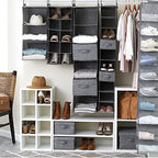 Household Essentials 20-Pocket Closet Shoe File, Durable Polyester Linen Plastic, Holds 10 Pairs of Shoes, Individual Storage, Single Hook System - color: Graphite