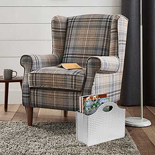 HofferRuffer Magazine Basket Holder, Foldable Magazine Rack, Document File Holder Organizer, File Folder, Newspaper Storage Bin Organizer for Home or Office (Silver) - color: Silver