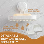 LEVERLOC Soap Dish Holder for Shower Suction Cup Wall Mounted Self Draining NO-Drilling Removable Bar Soap Sponge Holder for Bathroom Bathtub Kitchen Sink Waterproof Strong Vacuum Suction Adhesion - style: 1 tier