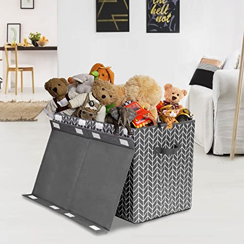 Mayniu Large Toy Box Chest Storage Bins with Lid, Toys Organizers Storage Boxes Basket with Sturdy Handles for Boys, Girls, Living Room,Nursery, Playroom, Bedroom (Grey) - color: Large Grey
