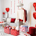 Geelin 3 Pcs Valentines Day Storage Baskets Red and White Heart Valentines Basket for Gifts Collapsible Waterproof Canvas Bin Organizer with Handles for Book Closet Shelf Nursery Decor - style: Valentine Red and White