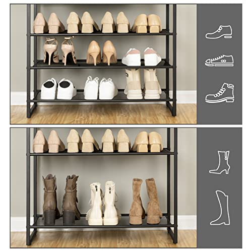 HOOBRO 10-Tier Shoe Rack for Entryway, 29.5" L Shoe Storage Organizer, Large Capacity Shoe Shelf for Closet, Front Door Entrance, Hallway, Holds 36-40 Pairs of Shoes, Rustic Brown and Black BF107XJ01 - color: Rustic Brown + Black, size: 10 Tiers (29.5"W)