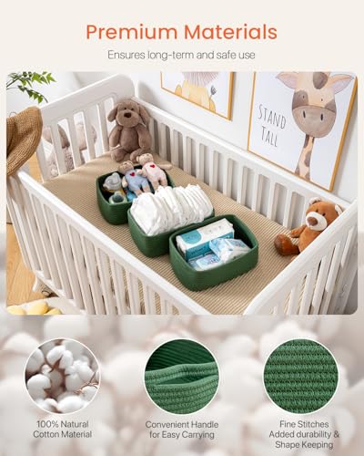 Small Woven Basket, 12 x 8 x 4.5 Inches, Storage Basket for Organizing, Cute Small Rope Shelf Closet Cube Storage Bins Baskets for Shelves, Dog Toy Gift Baskets Empty, 3 Packs, Green - color: Green, size: 12"L x 8"W x 4.5"H