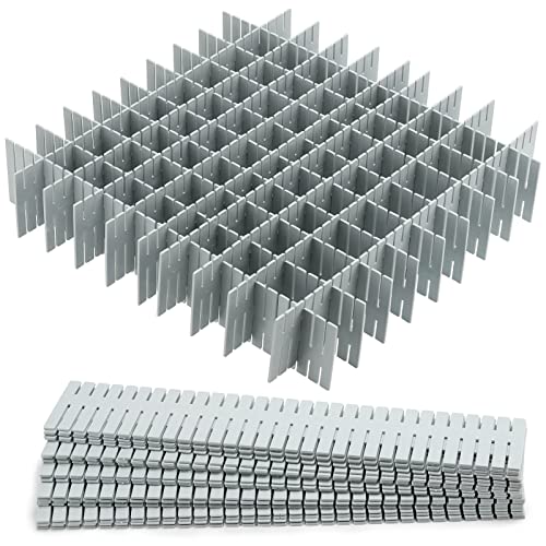 acDesign 40Pcs Drawer Dividers, Adjustable Drawer Organizer for Socks, Underwear, Lingerie, Makeup, Bedroom Office Kitchen Storage (Grey) - color: Grey