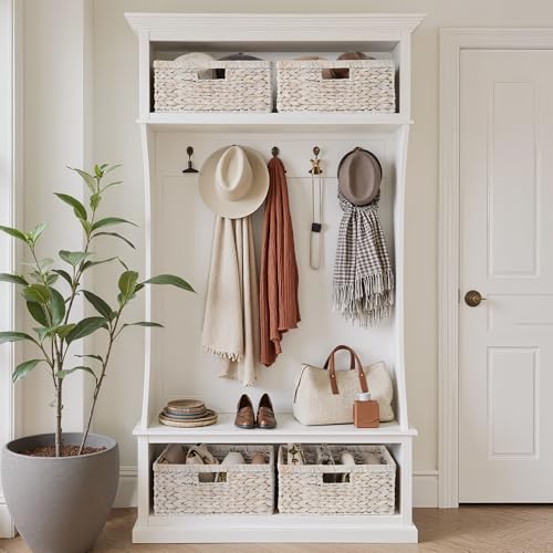 StorageWorks Pantry Baskets, Wicker Storage Baskets for Organizing, Shelves, Pantry Organizers and Storage, Water Hyacinth, White - color: White (Water Hyacinth), size: 15"L x 11"W x 6 ¾"H