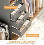 Homieasy 96 Inches Closet Organizer System, 8FT Customizable Walk In Closet Organizer with Hanging Rods, 3 Drawers Garment Rack with Leather Handle , 96" L x 16" W x 75" H, Max Load 1000 LBS, Grey - color: Grey