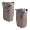 Mind Reader Slim Laundry Hamper with Lid, 60L Tall Clothes Basket, Narrow Tapered Design for Bathrooms, Closets and Laundry Rooms, Plastic, 2 Pack
